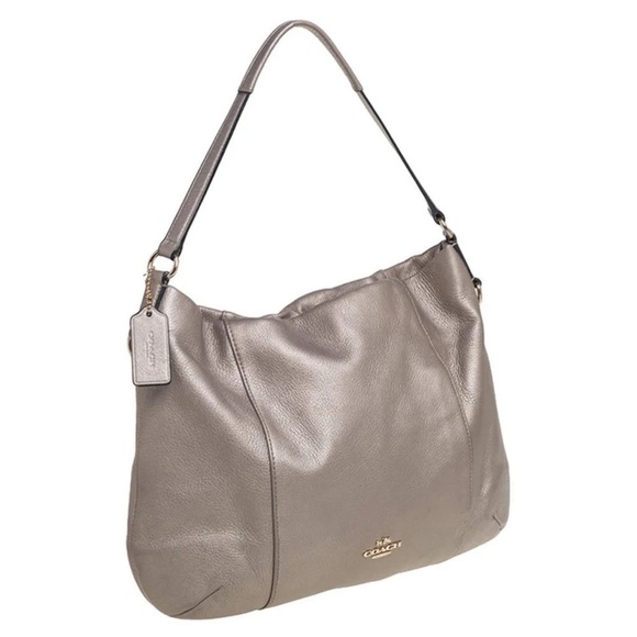 Coach Pewter Leather Scout Hobo Handbag Tote - Picture 3 of 12